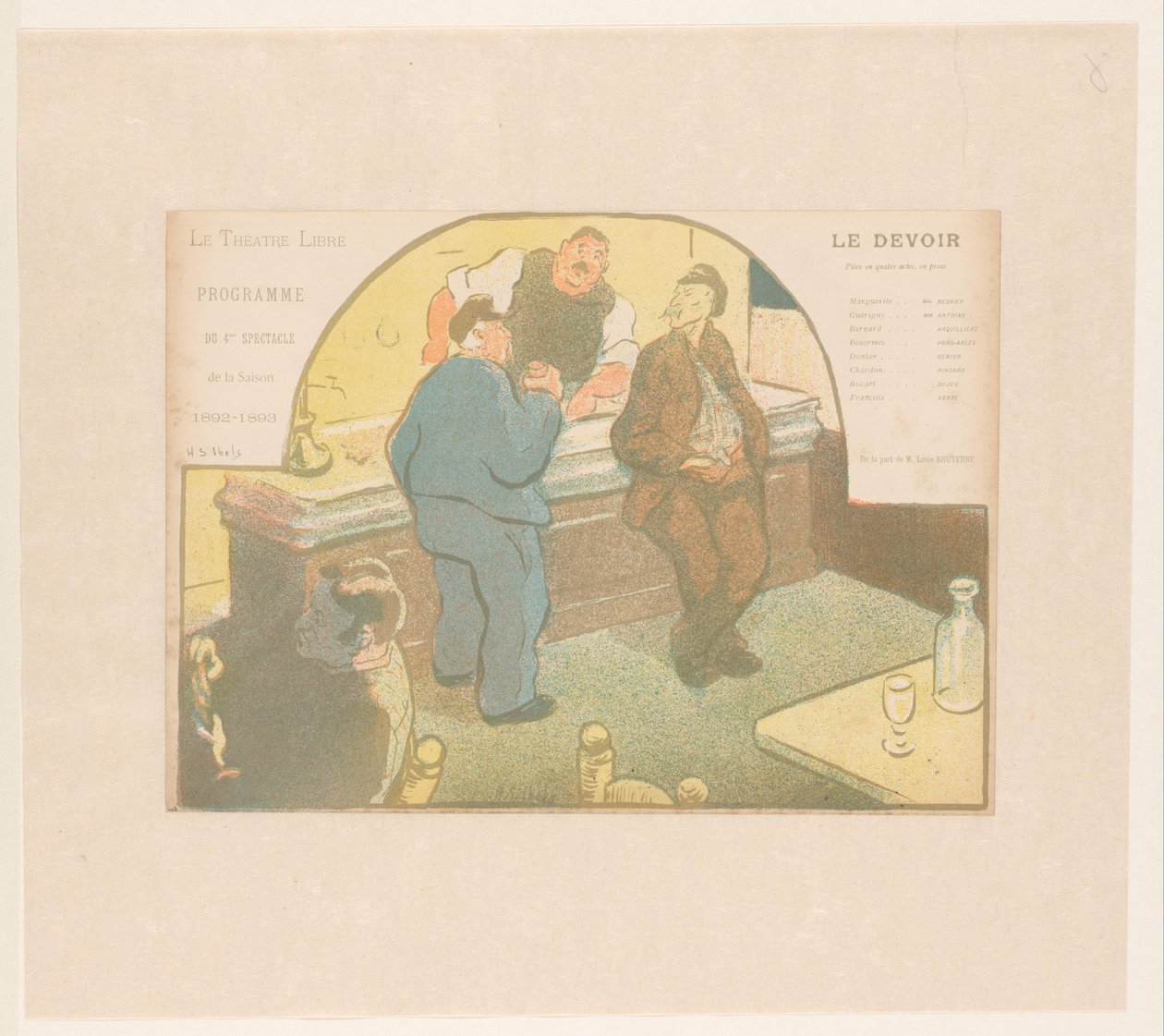 Cuatro hombres en un bistró
Le Devoir (título en el objeto)
Proyecciones del Théâtre Libre (título de la serie)
Les Programmes du Théâtre Libre (título de la serie) de Henri Gabriel Ibels