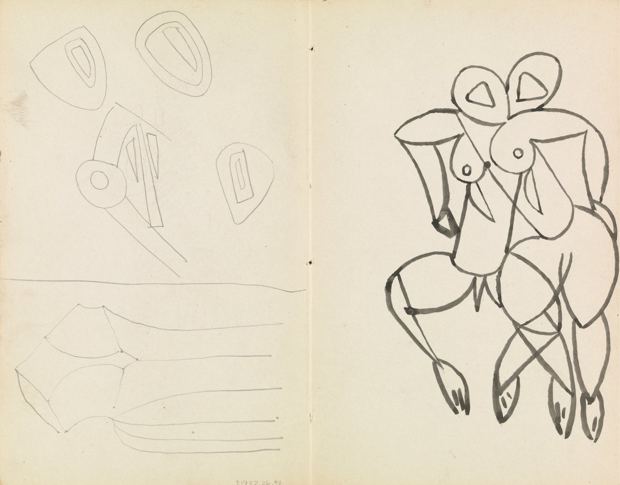 Cinco bocetos abstractos y estudios de figuras masculinas y femeninas de Henri Gaudier Brzeska