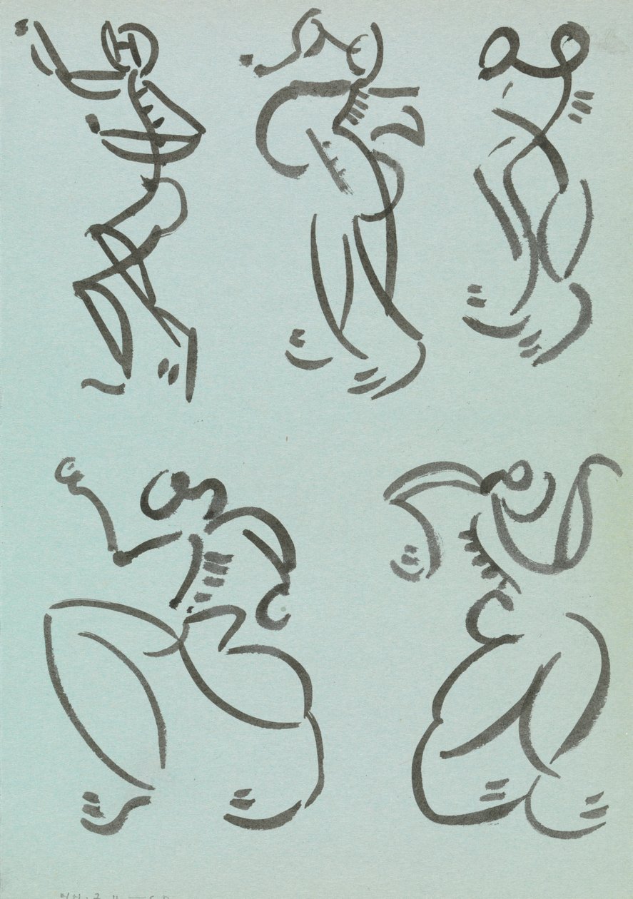 Cinco estudios de figuras danzantes de Henri Gaudier Brzeska