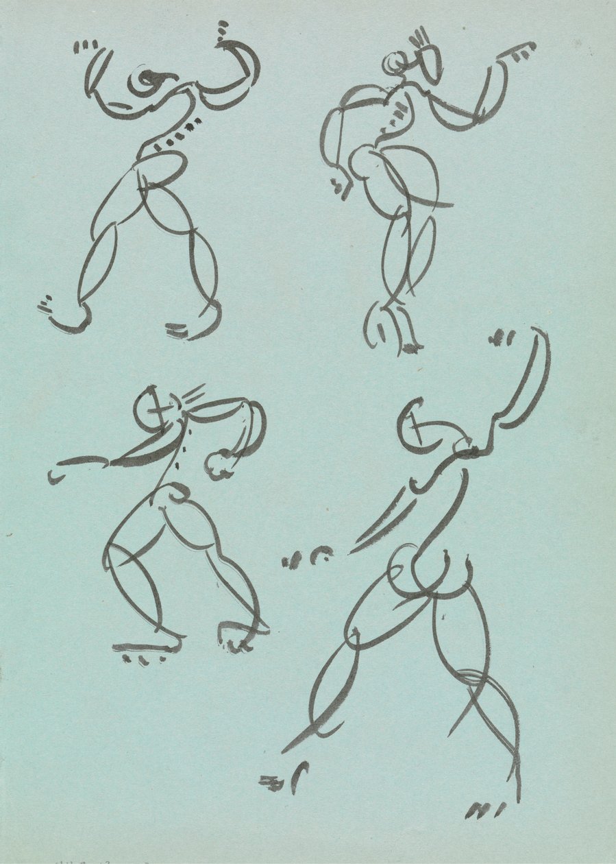 Cuatro estudios de figuras danzantes de Henri Gaudier Brzeska