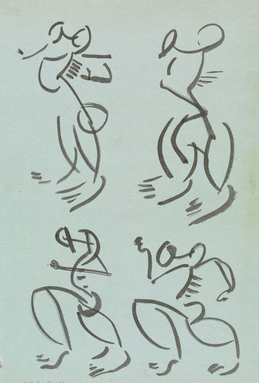 Cuatro estudios de figuras danzantes de Henri Gaudier Brzeska
