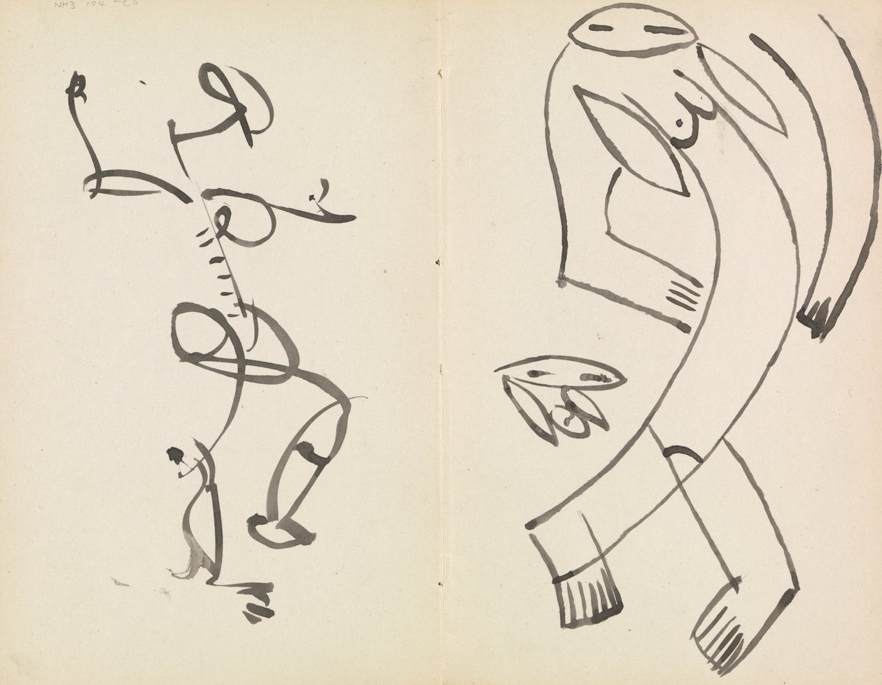 Estudios de dos figuras danzantes de Henri Gaudier Brzeska