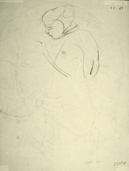 Estudio de una Mujer mirando hacia abajo de Henri Gaudier Brzeska
