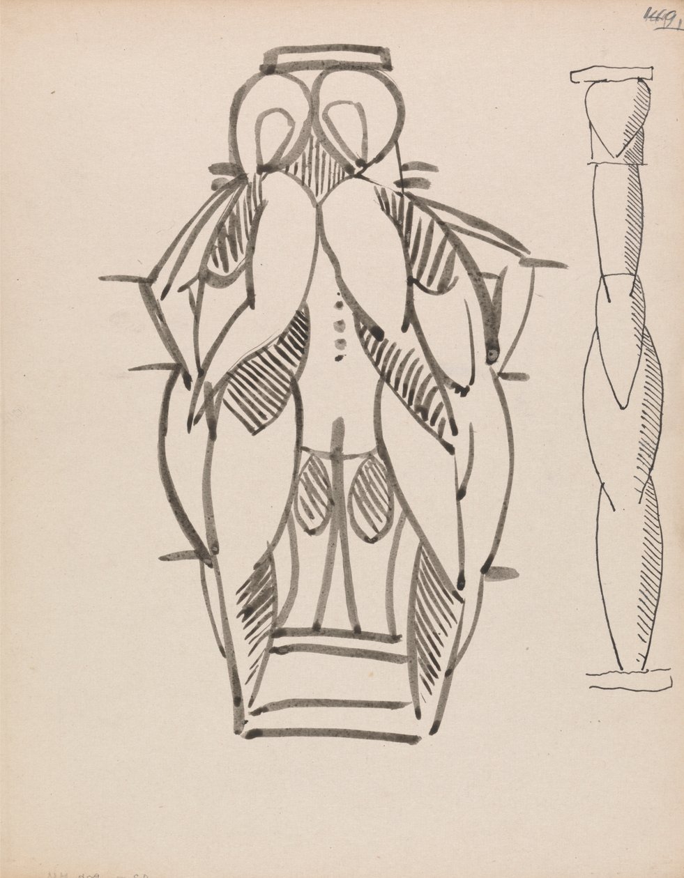 Dos estudios para una columna escultórica de Henri Gaudier Brzeska