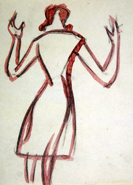Mujer de espaldas, brazos levantados de Henri Gaudier Brzeska