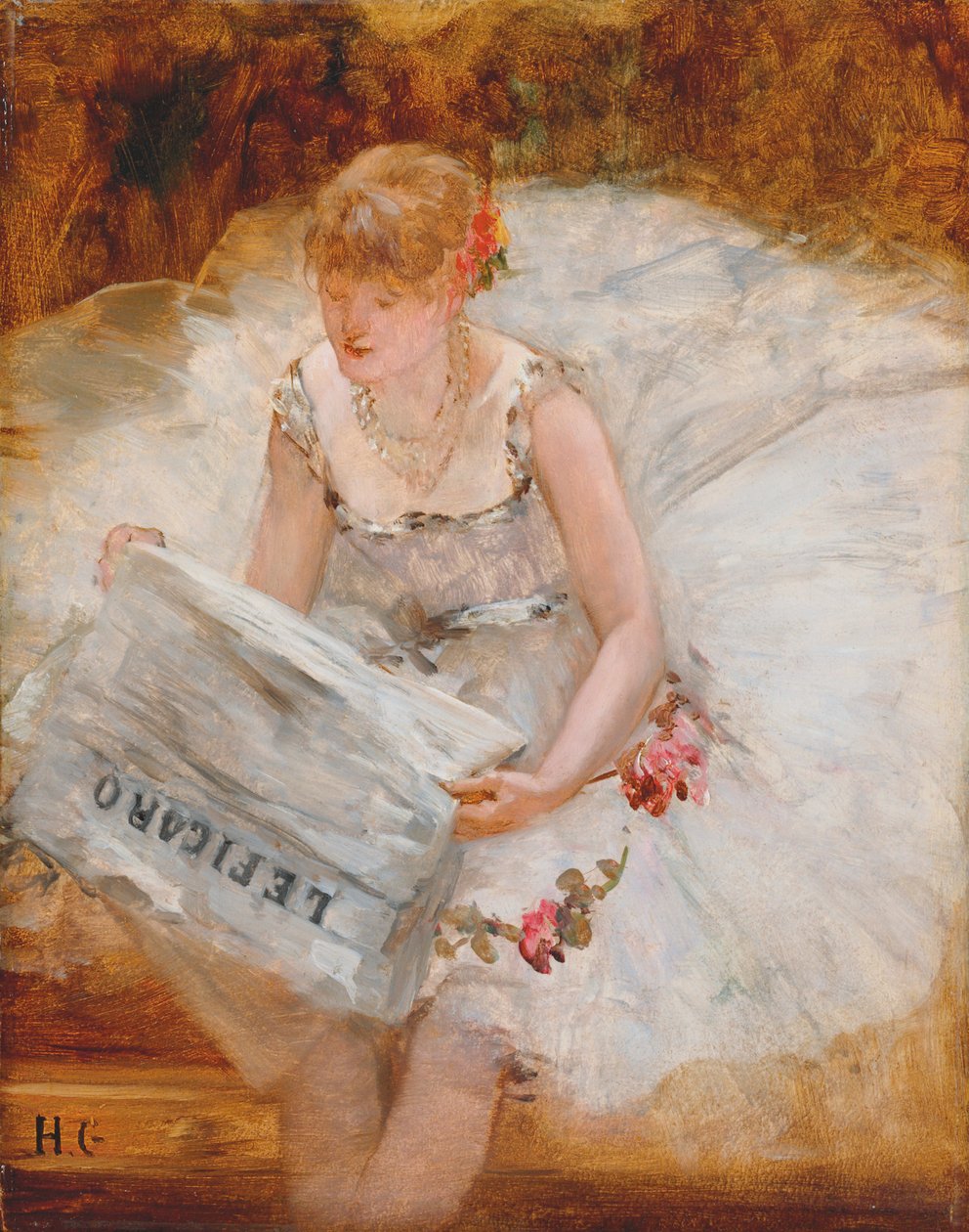 Bailarina leyendo Le Figaro, c.1885 de Henri Gervex