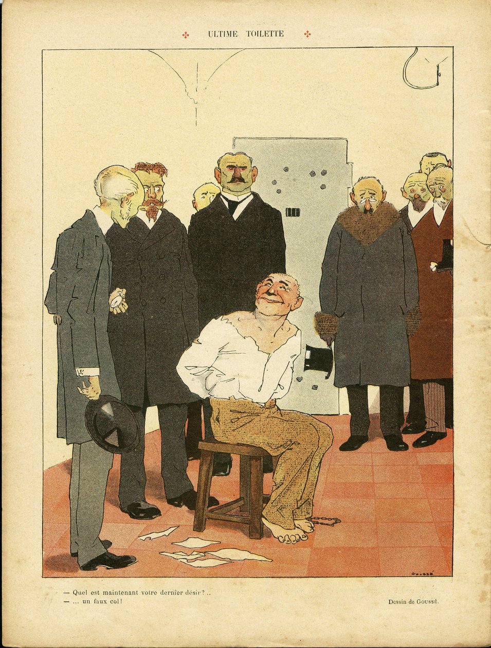 Ilustración de Henri Gousse (1872-1914) en Le Rire, 27/03/09 - Inodoro definitivo - Pena de muerte Ejecución Echafaud de Henri Gousse