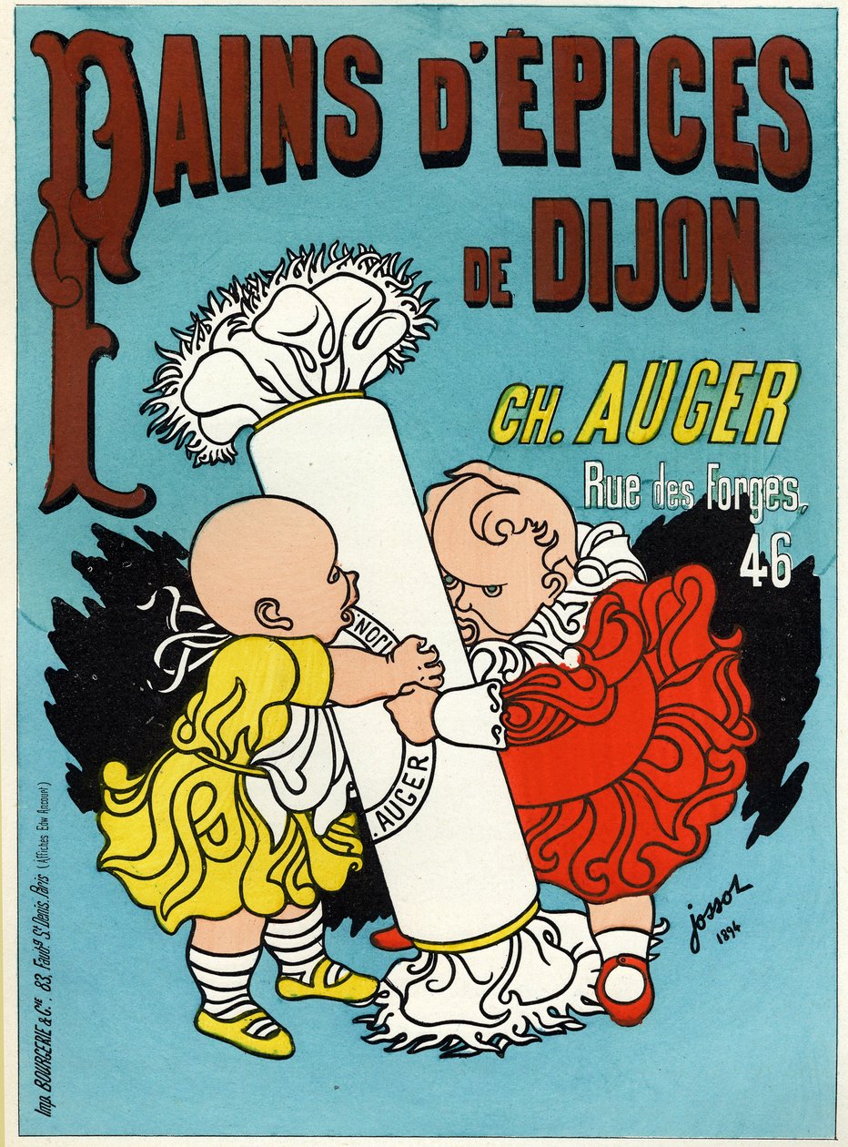 Comida y bebida. Pan de especias de Dijon. Cartel de Gustave Henri Jossot, Francia de Henri Gustave Jossot