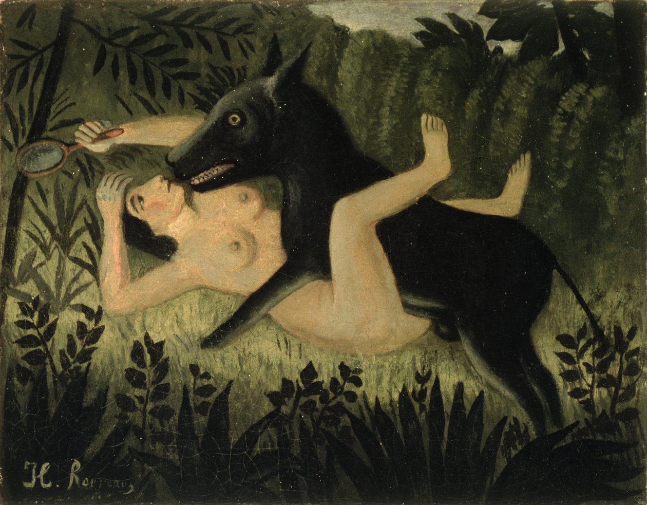 La Bella y la Bestia, c.1908 (óleo sobre lienzo) de Henri J.F. (1844-1910) Rousseau