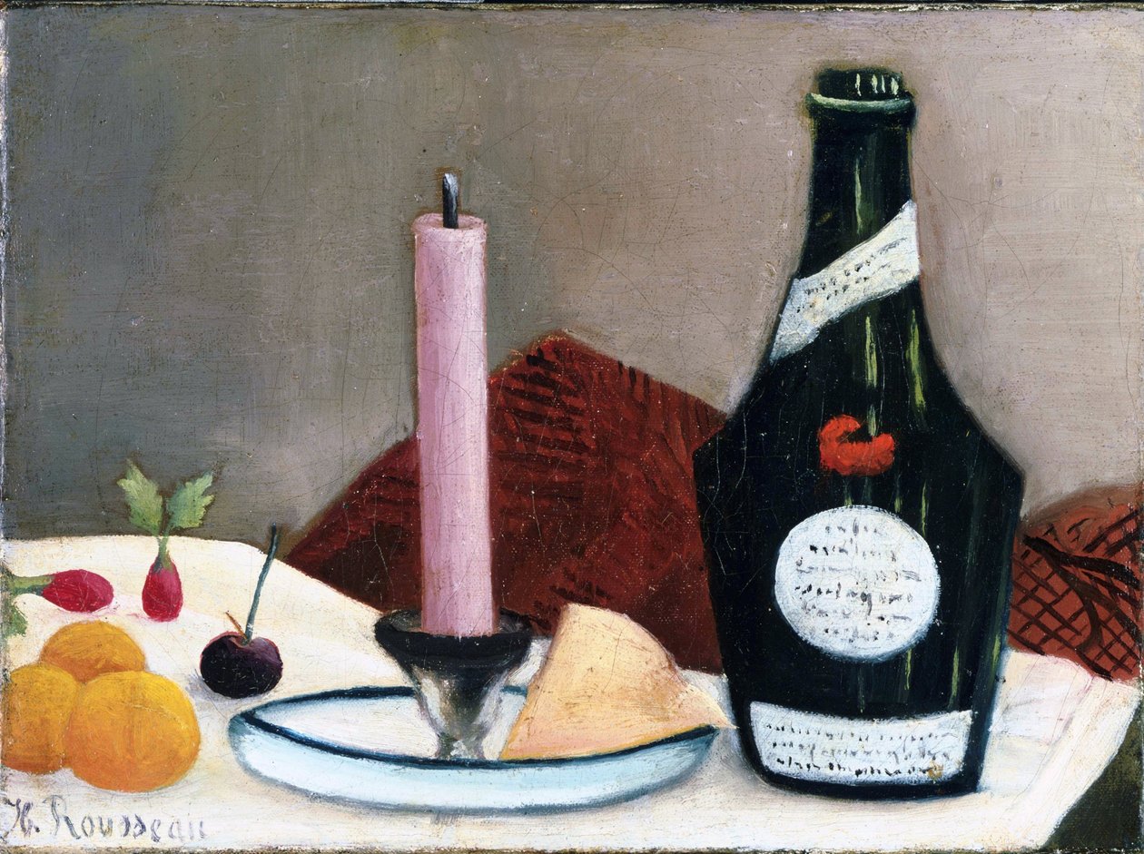 Naturaleza muerta con la vela rosa de Henri J.F. Rousseau