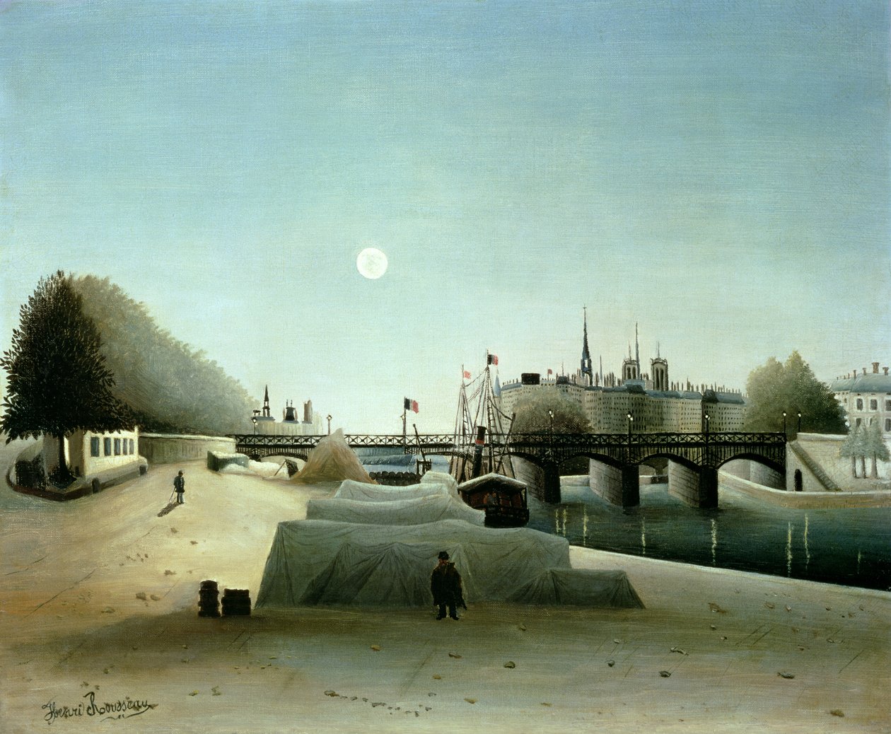 Vista de la Isla Saint-Louis desde el Puerto Saint-Nicolas, Tarde, c.1888 de Henri J.F. Rousseau