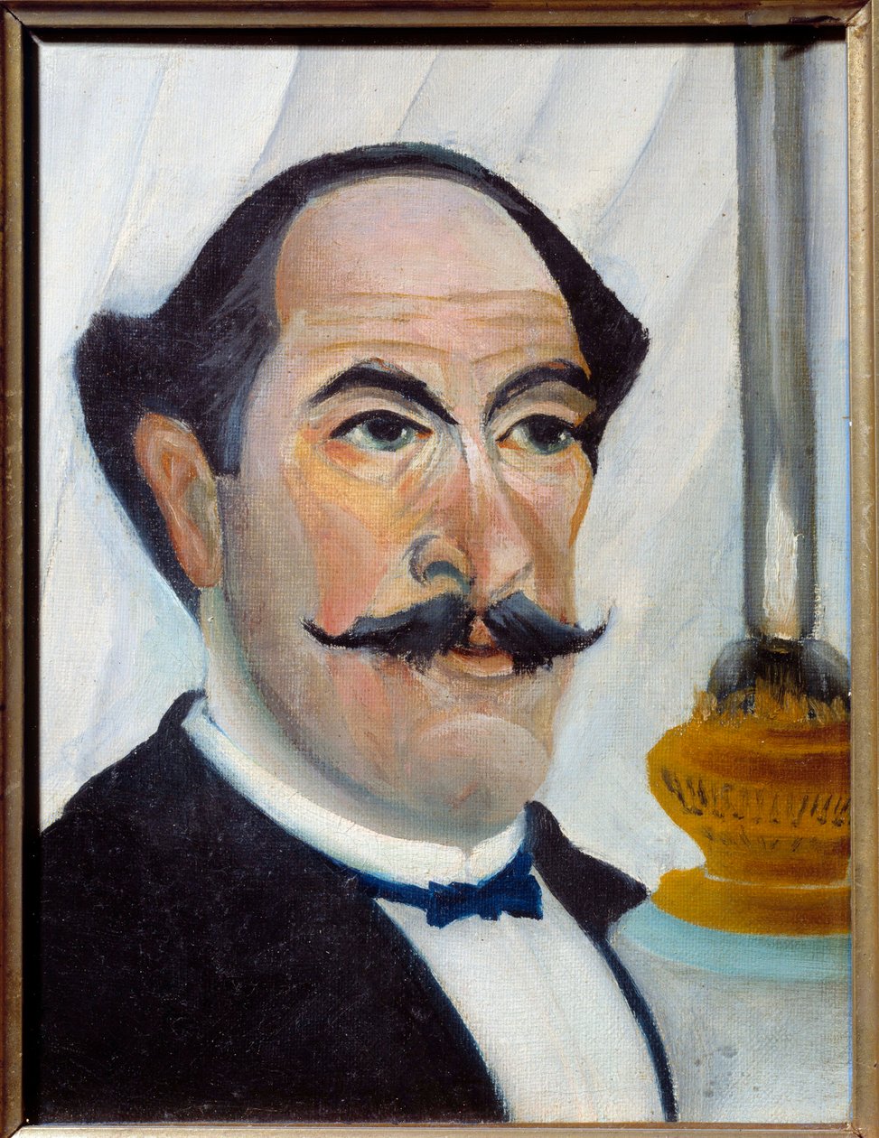Autorretrato con lámpara Pintura de Henri Rousseau dit Le Douanier Rousseau de Henri J.F. Rousseau