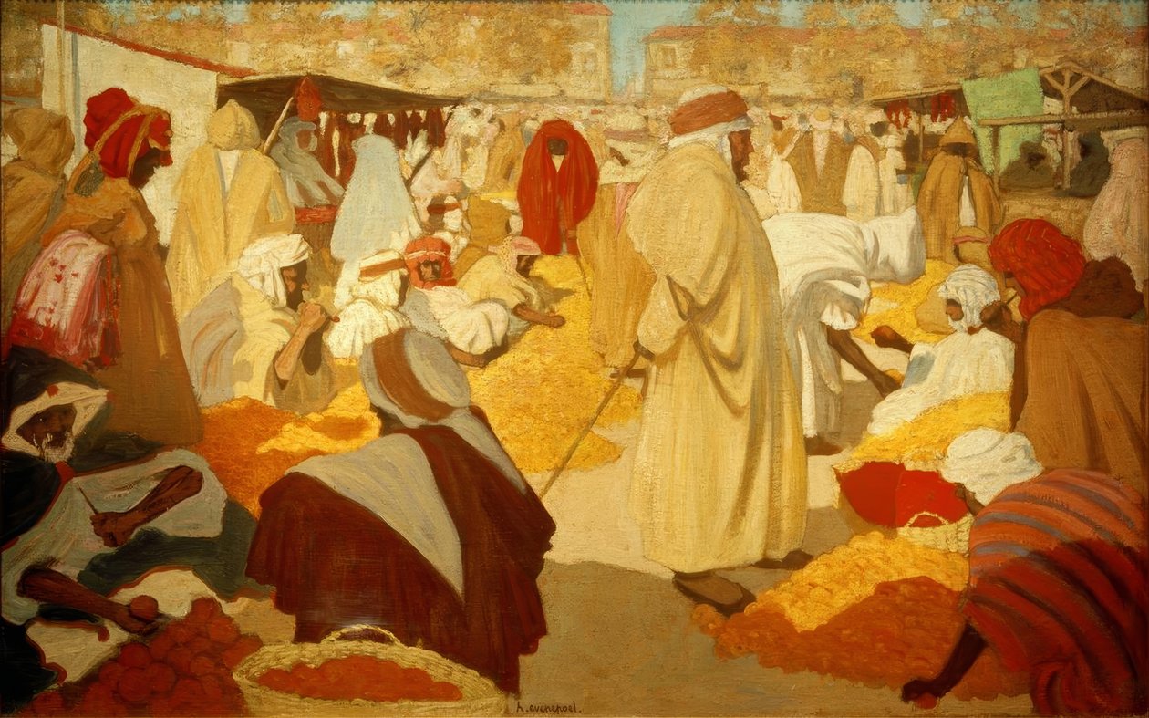 H. Evenepoel, Mercado de naranjas en Blidah de Henri Jacques Edouard Evenepoel