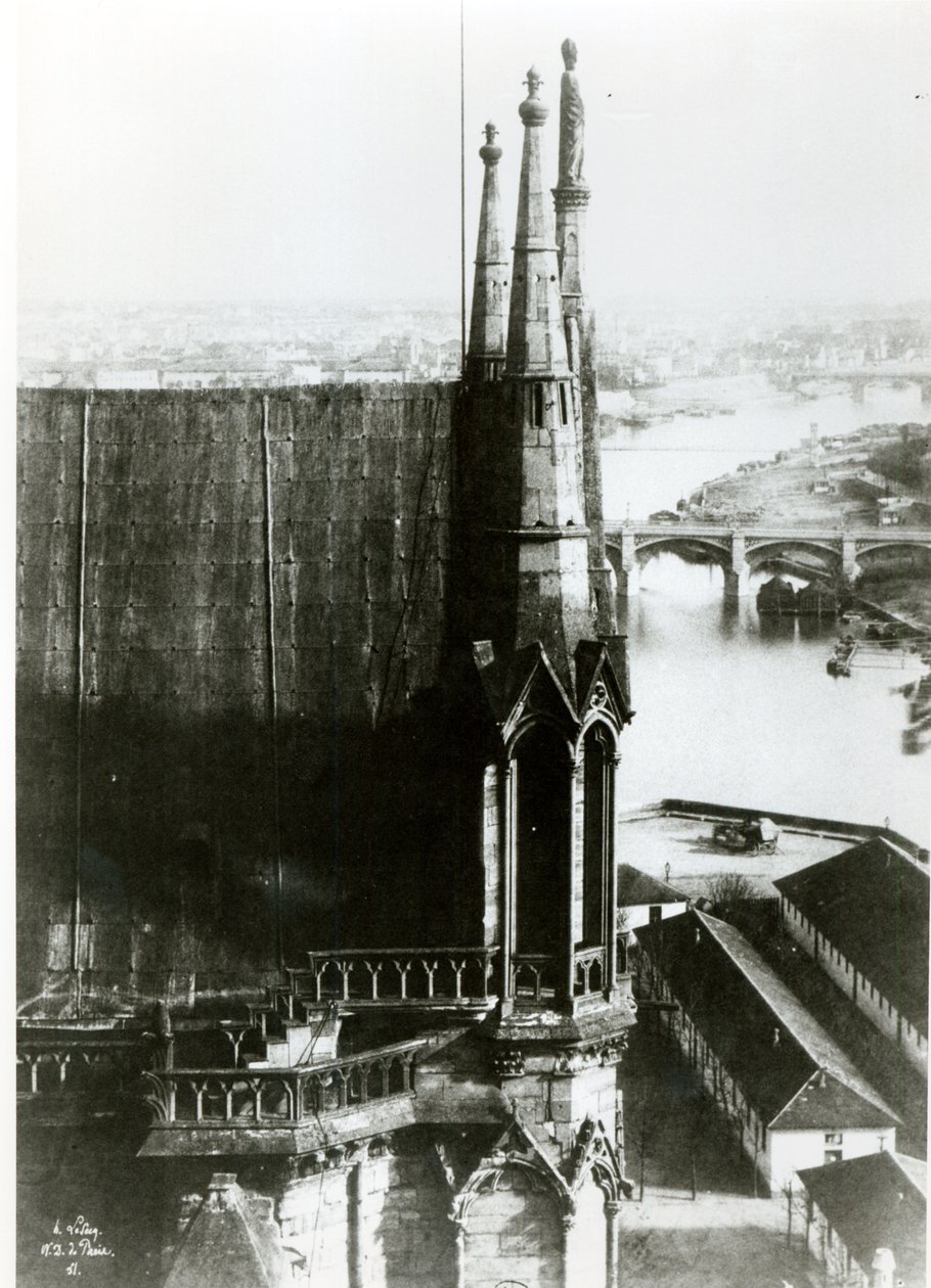 Vista de la Catedral de Notre-Dame en París y el río Sena, c.1853 de Henri Jean Louis Le Secq