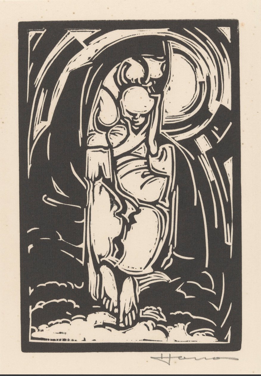 Figura sosteniendo su barbilla de Henri Jonas (signed by artist)