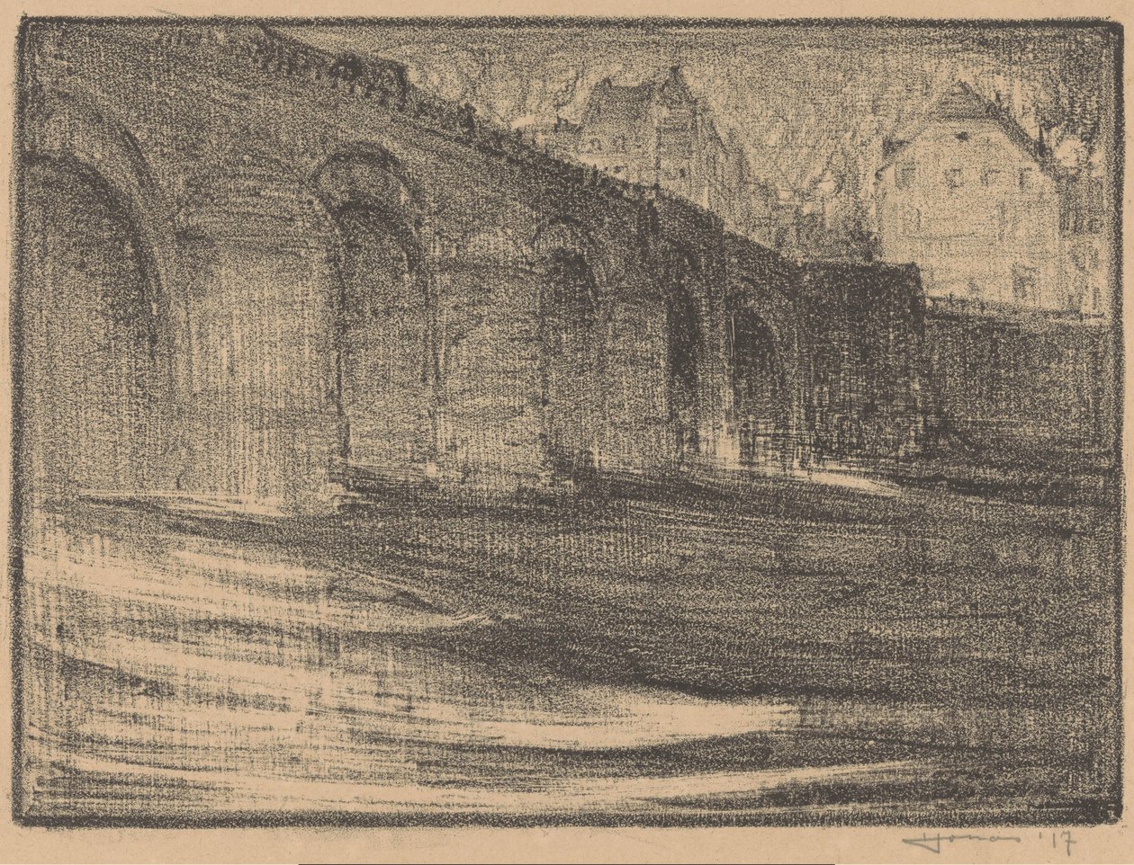 Puente de San Servacio sobre el río Maas en Maastricht de Henri Jonas (signed by artist)