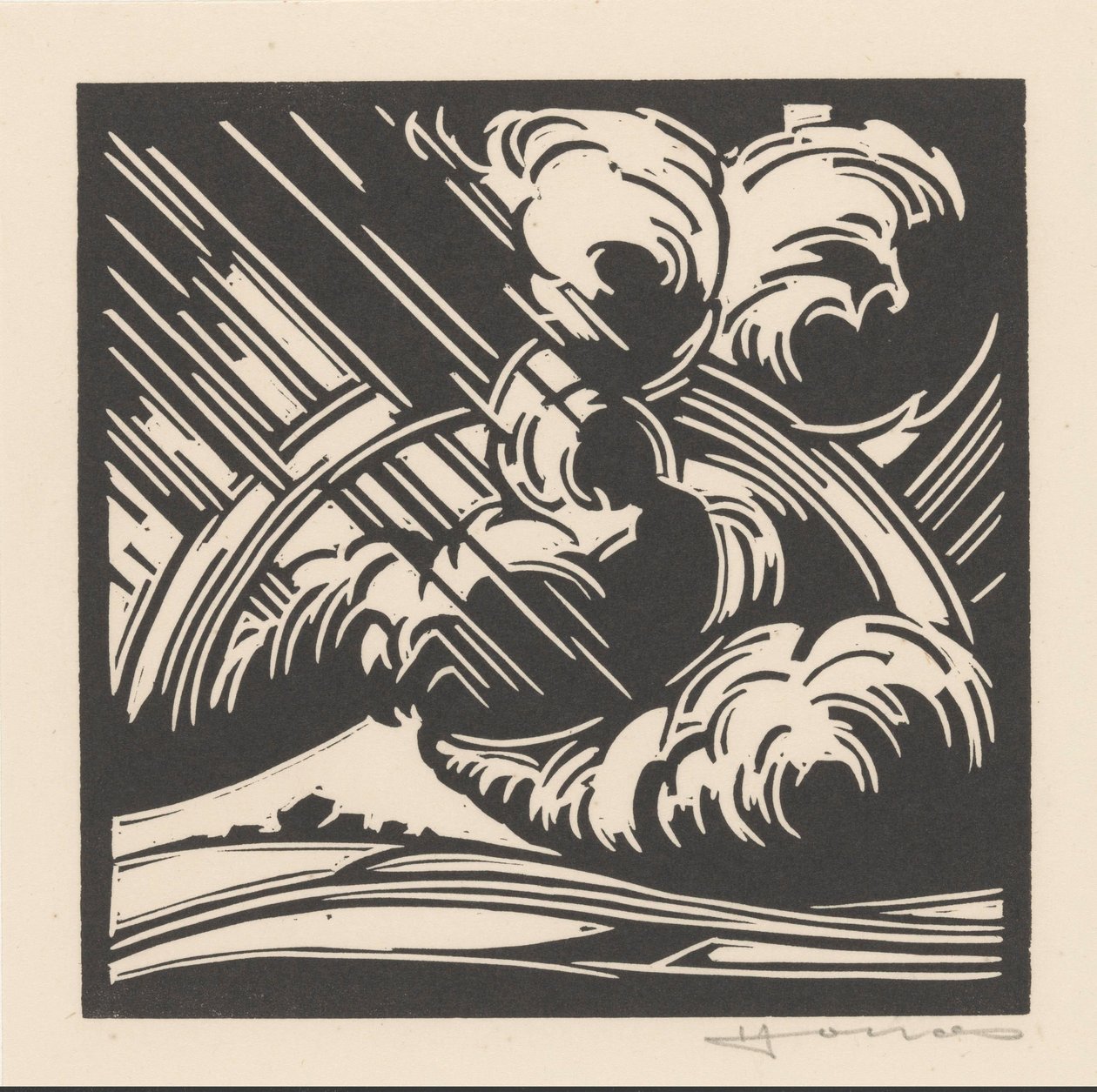 Tormenta sobre un paisaje de Henri Jonas (signed by artist)