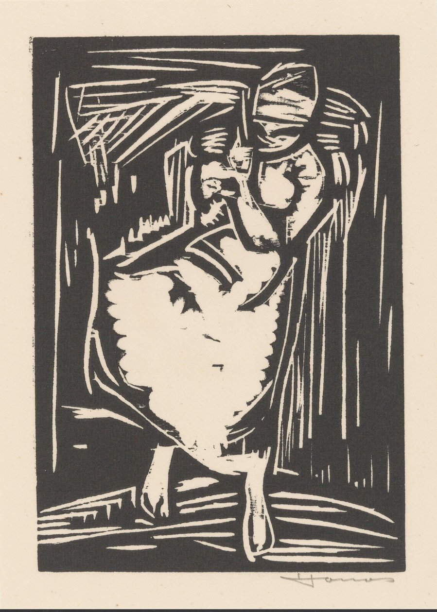 Mujer con una bolsa en la espalda de Henri Jonas (signed by artist)