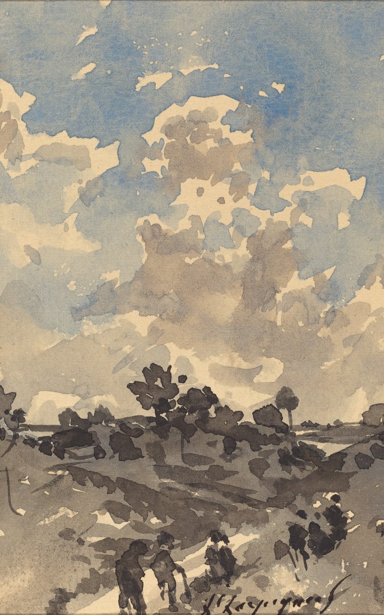 Un paisaje con figuras caminando por un sendero de Henri Joseph Harpignies