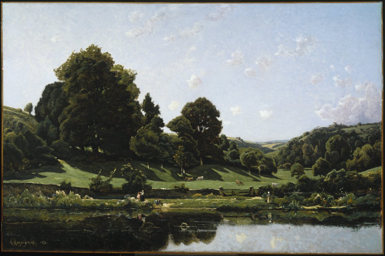 Un prado en el Bourbonnais, mañana (Une Prairie du Bourbonnais, par un effet de matin), 1876 de Henri Joseph Harpignies