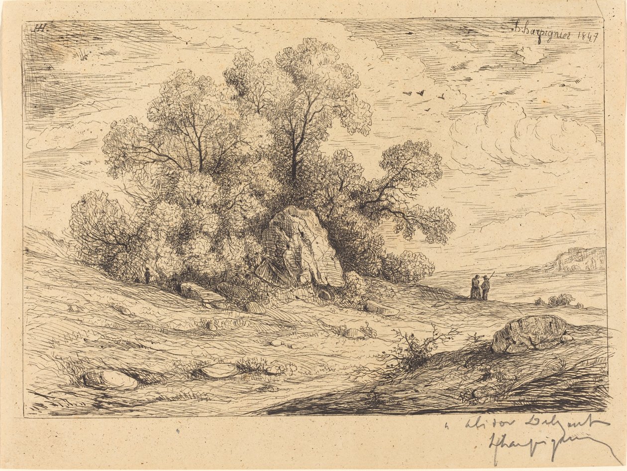 Grupo de árboles con rocas de Henri Joseph Harpignies