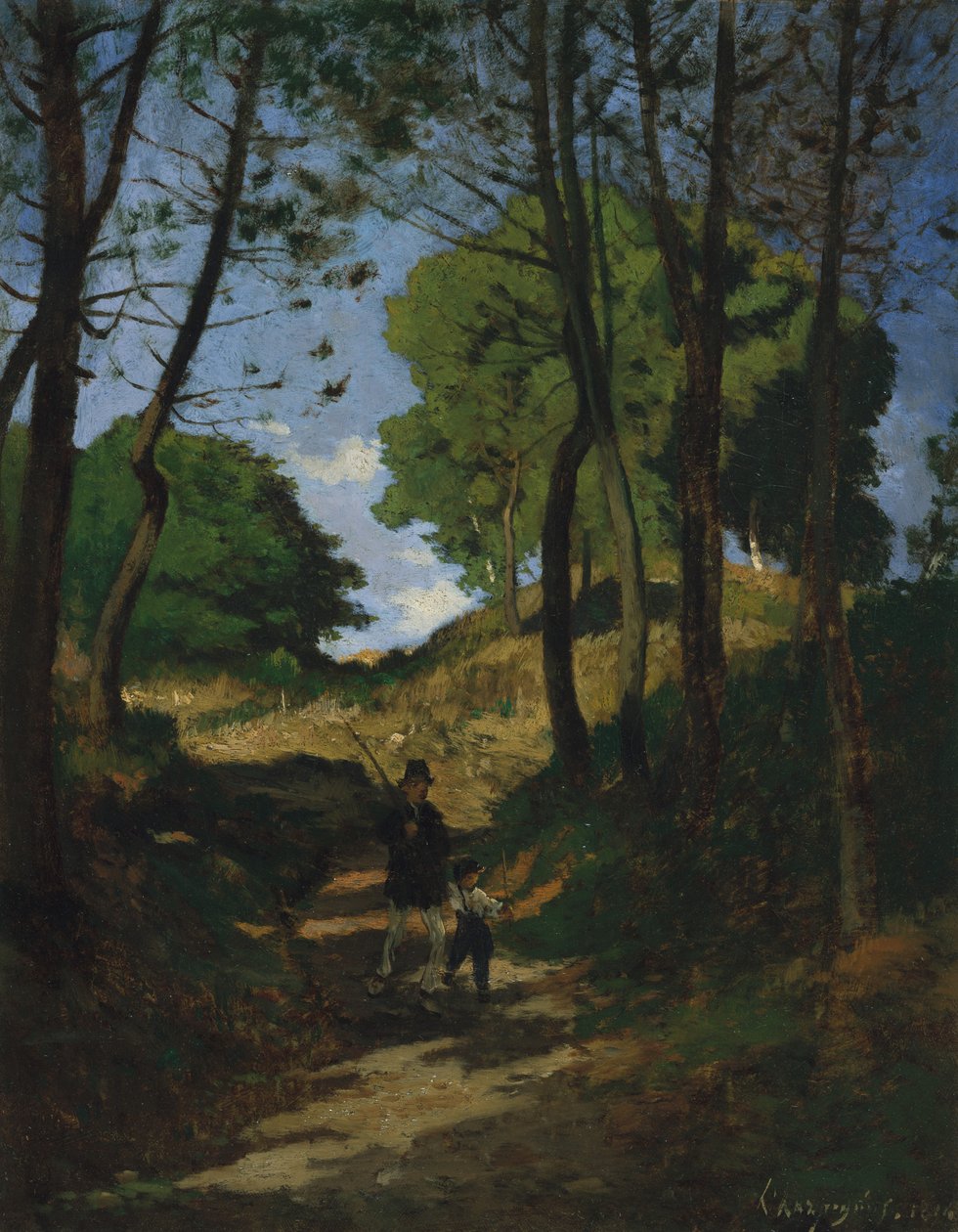 Árboles de abeto en Les Trembleaux, cerca de Marlotte de Henri Joseph Harpignies