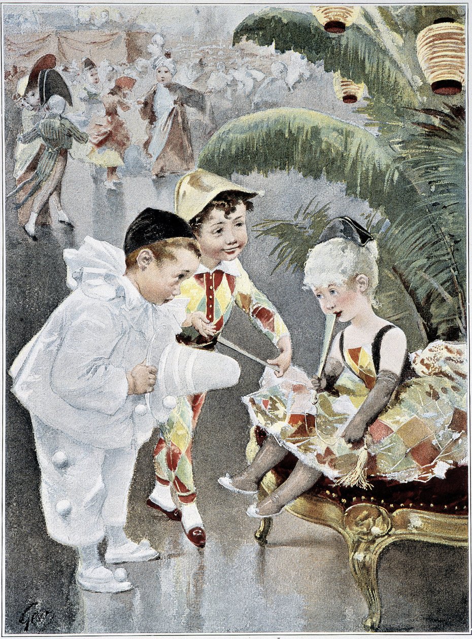 Disfraz infantil o baile de máscaras - ill. por Geoffroy, en “Figaro Illustré”, mayo 1901 de Henri Jules Jean Geoffroy