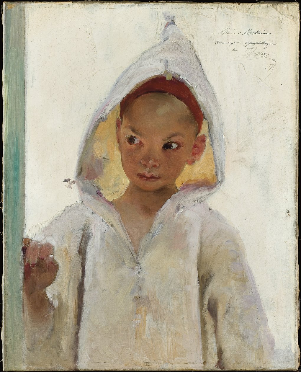 Retrato de un niño joven con un burnous de Henri Jules Jean Geoffroy
