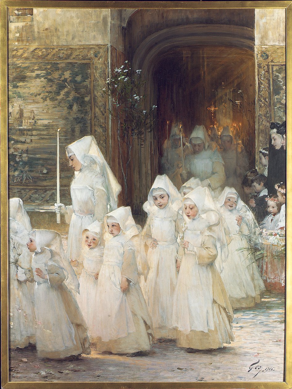 Procesión de niñas en el día de la confirmación, L