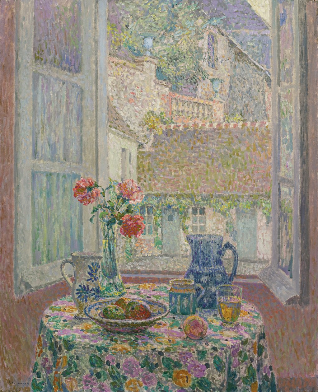 Mesa con vista al patio, 1926 de Henri Le Sidaner