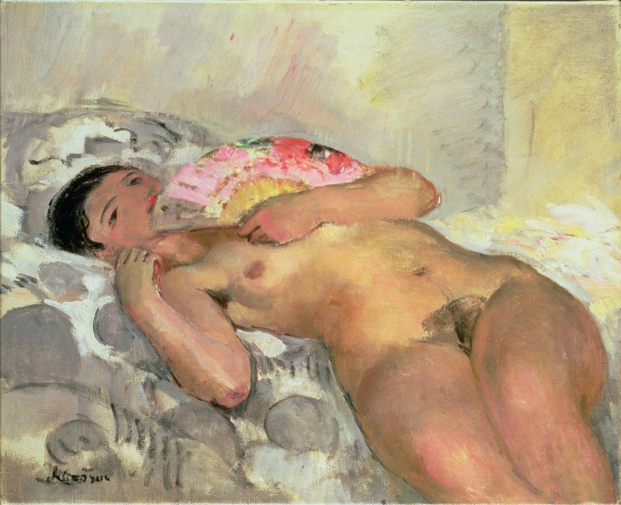 Mujer desnuda con abanico de Henri Lebasque