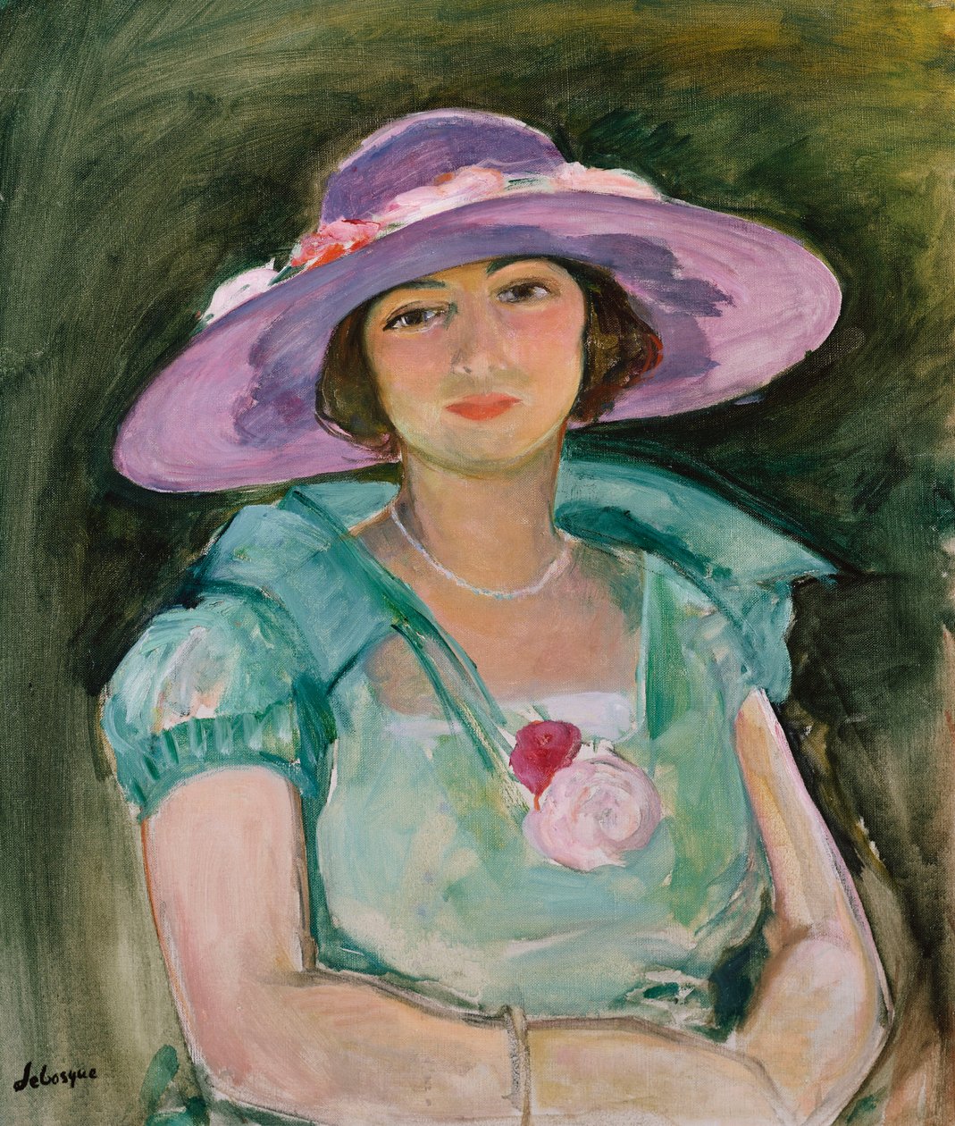 Retrato de Marthe Lebasque con un sombrero púrpura, 1925-26 de Henri Lebasque