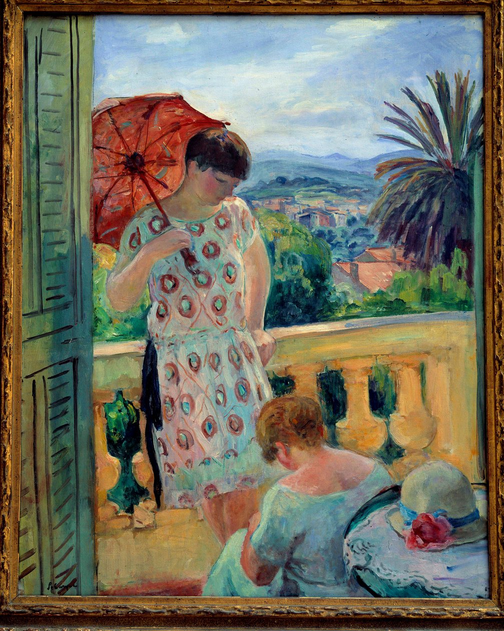 Dos mujeres en un balcón o en el balcón, con vista al Esterel. Pintura de Henri Lebasque (1865-1937) 1925-1926, óleo sobre lienzo, 92.5 × 65 cm. Lyon, museo de Bellas Artes de Henri Lebasque