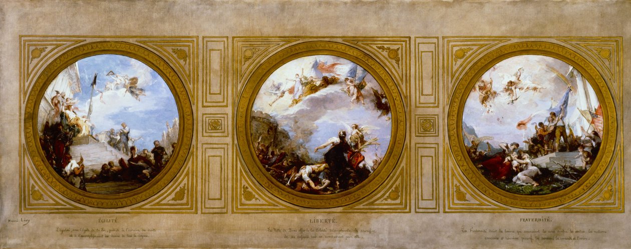 Boceto para el ayuntamiento del distrito 6: Igualdad. Liberté. Fraternité, hacia 1887 (óleo) de Henri Leopold Levy