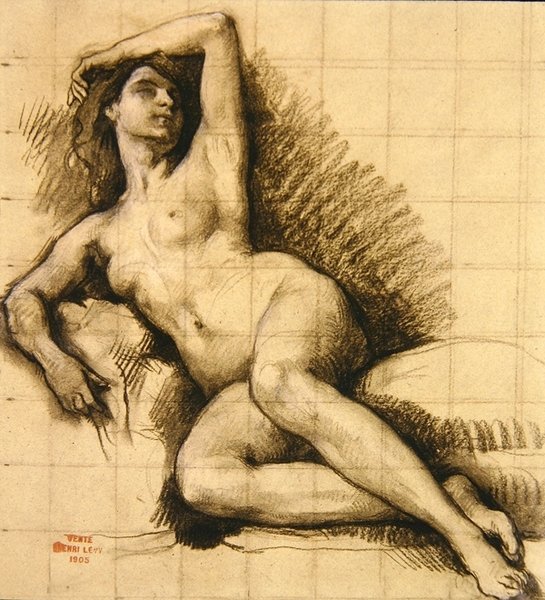 Estudio - Desnudo Femenino Reclinado de Henri Leopold Levy