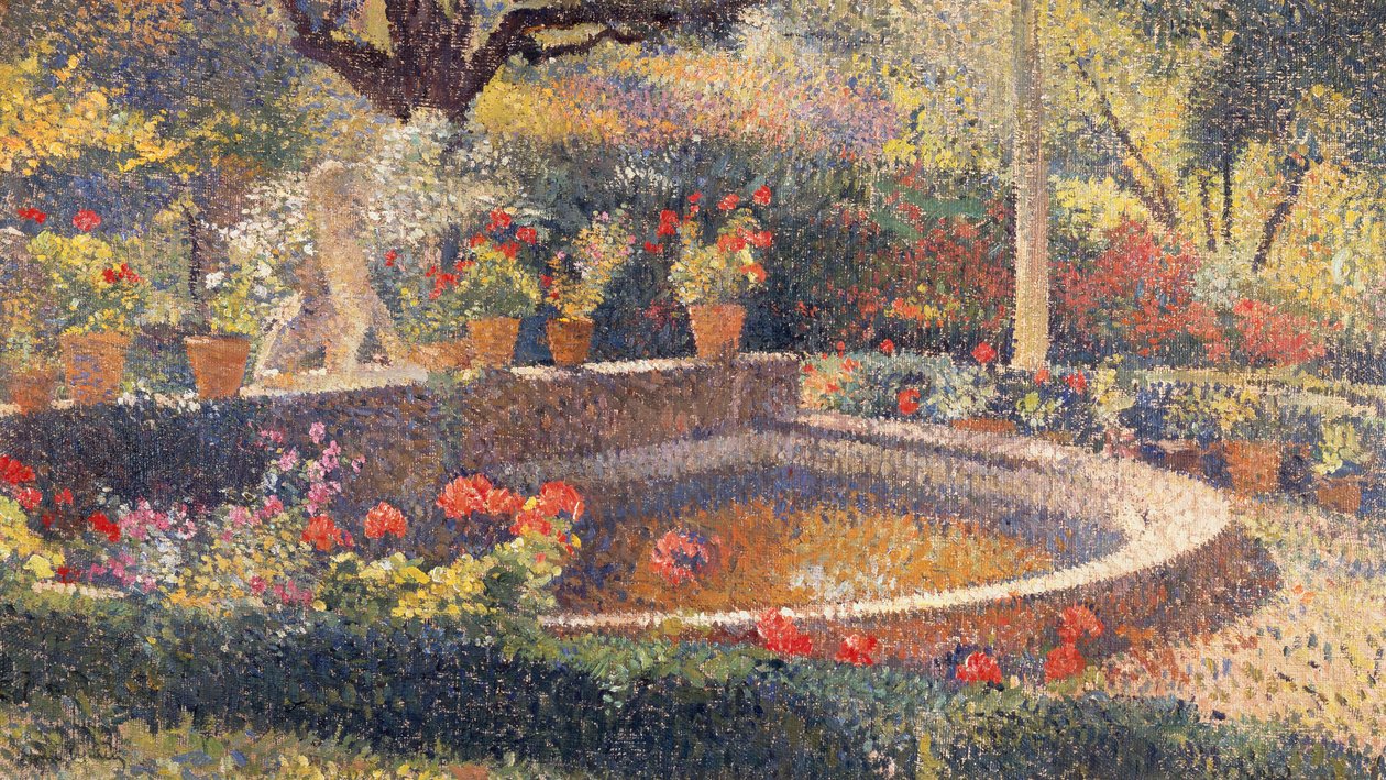 El estanque central del parque de Marquayrol (óleo sobre lienzo) de Henri Martin