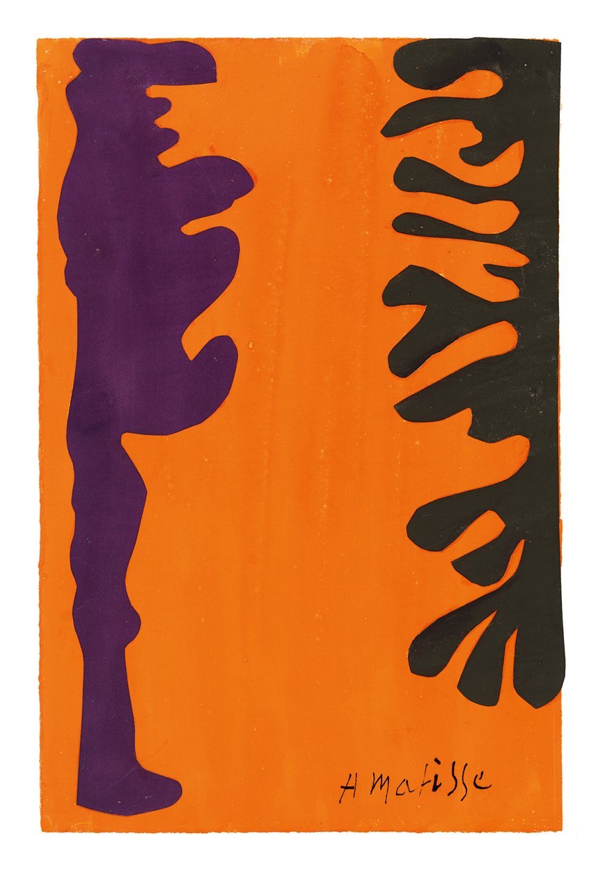 Arabescos negros y violetas sobre fondo naranja de Henri Matisse