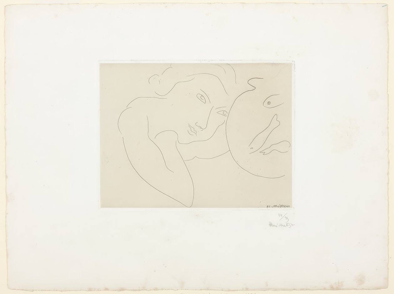Cabeza ladeada y pecera de Henri Matisse