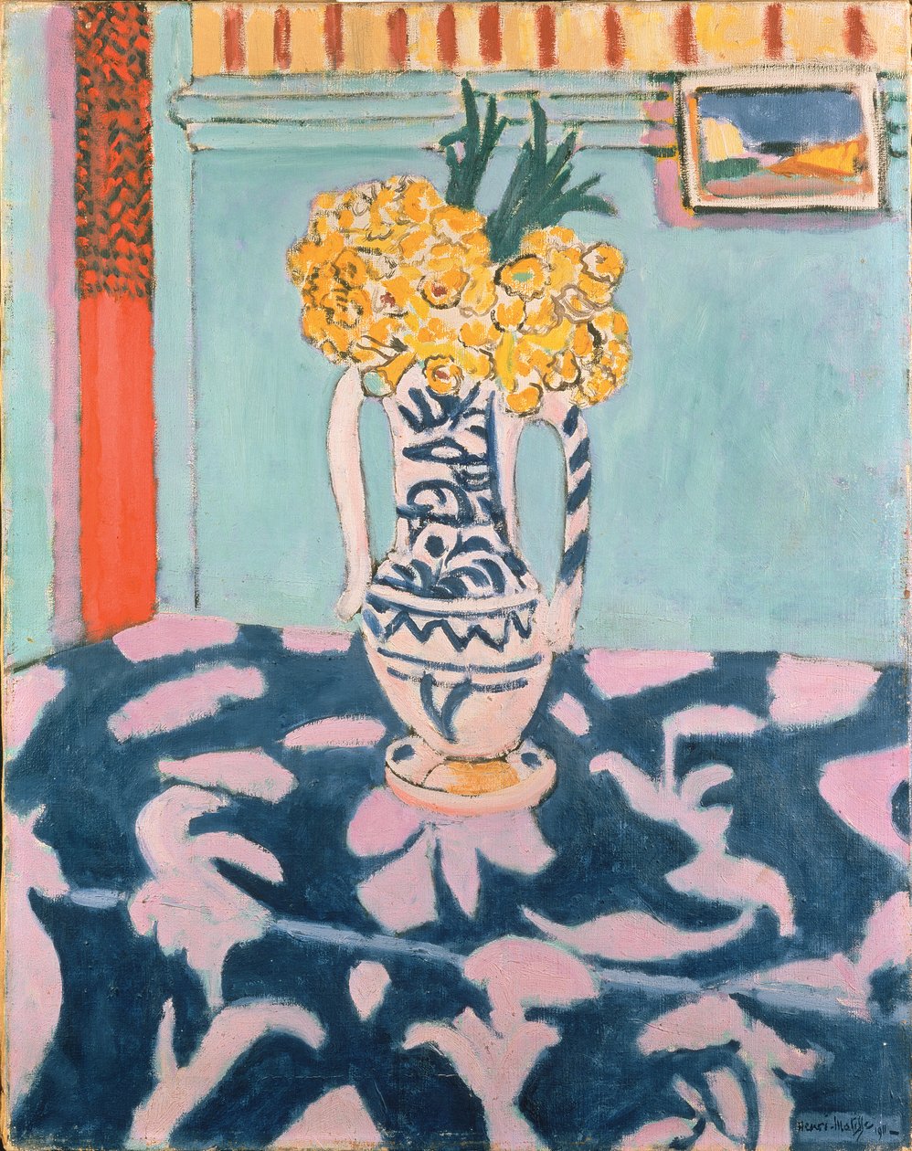 Cowslips sobre tela azul y rosa de Henri Matisse