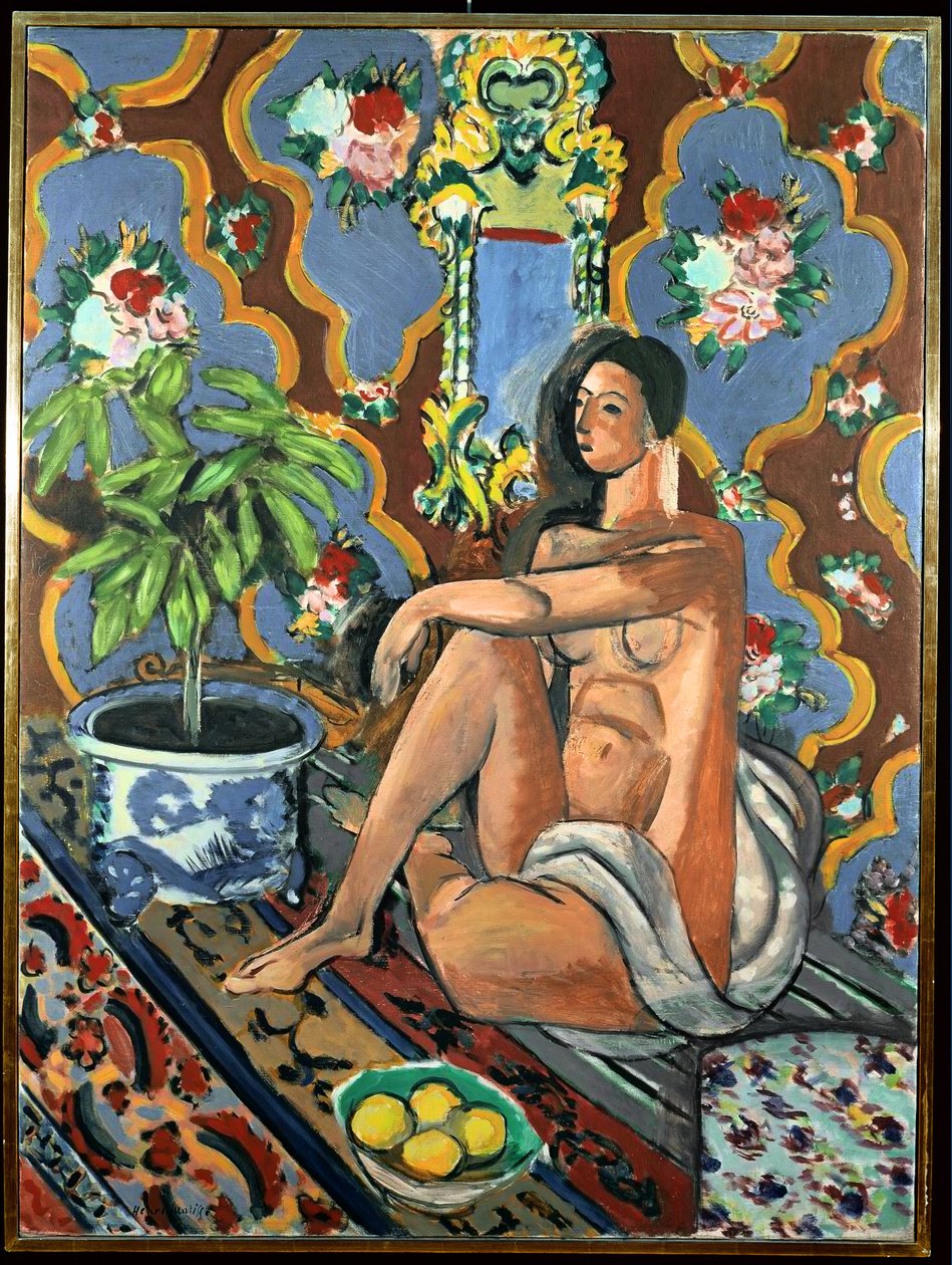 Figura decorativa sobre fondo ornamental de Henri Matisse