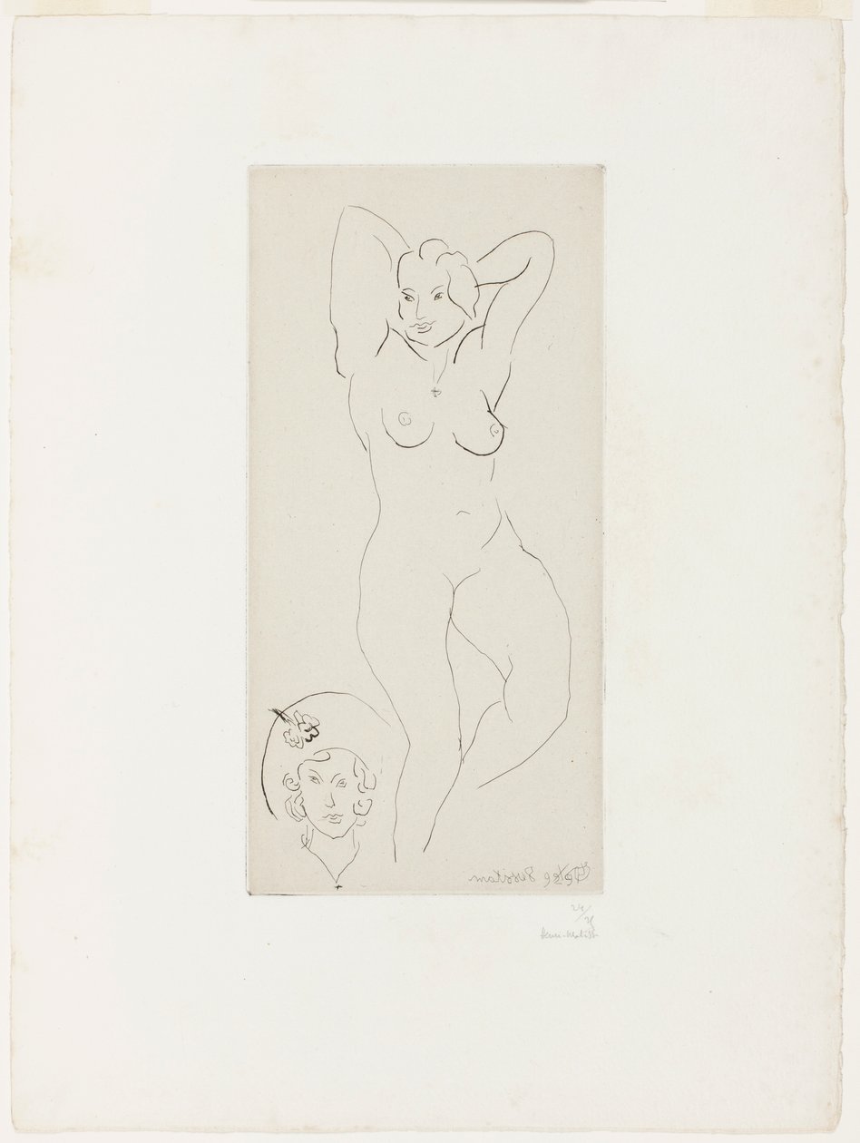 Desnudo femenino con los brazos levantados y cabeza de mujer de Henri Matisse