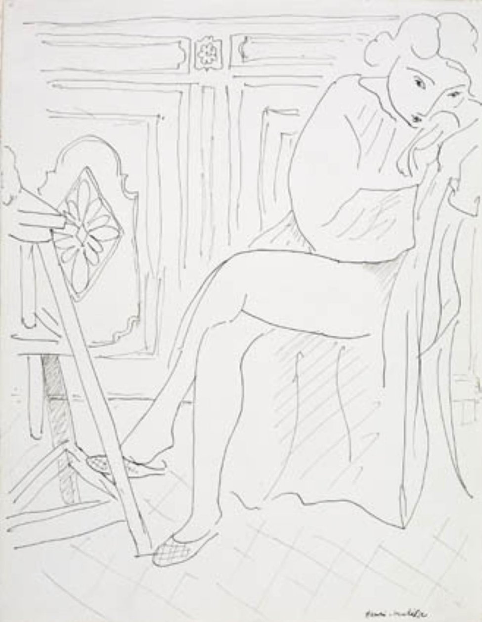 Modelo femenina relajándose en el estudio de Henri Matisse