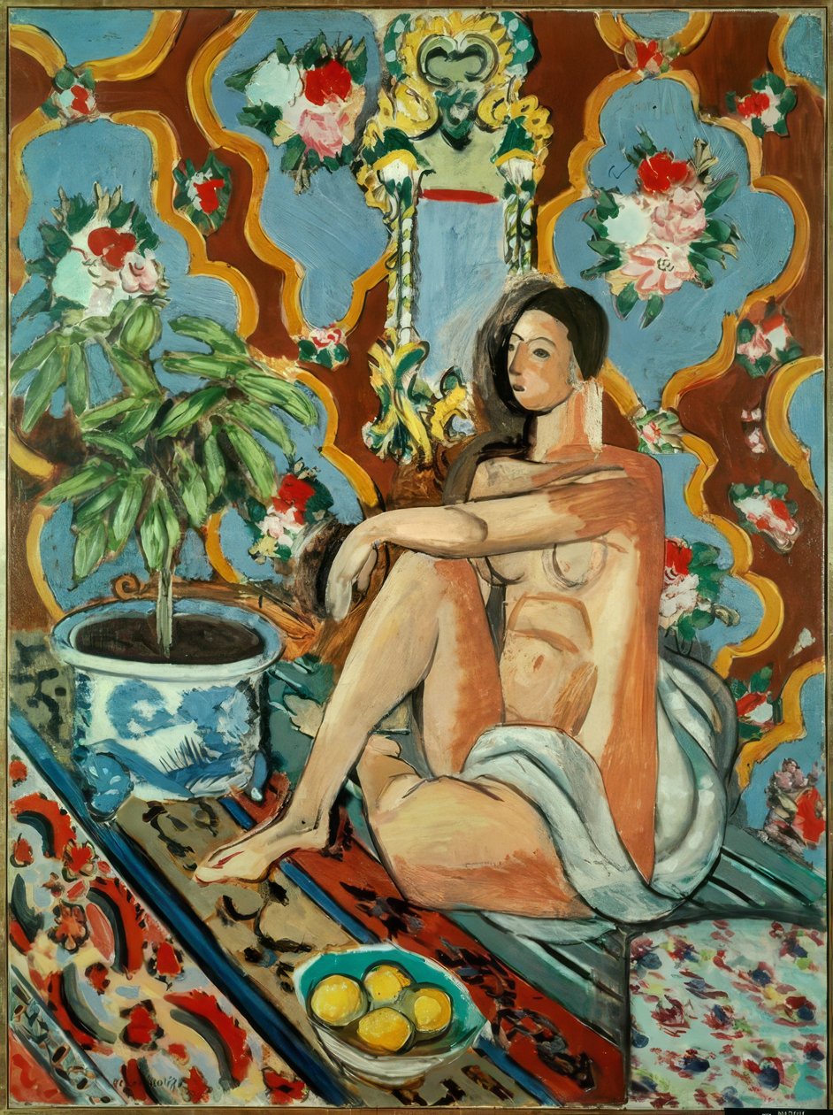 Figura decorativa sobre fondo ornamental de Henri Matisse