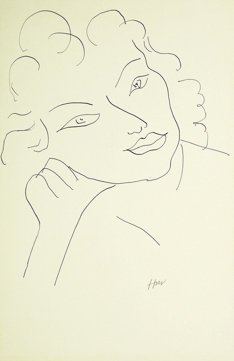 Cabeza de mujer joven (pluma y tinta negra sobre papel) de Henri Matisse