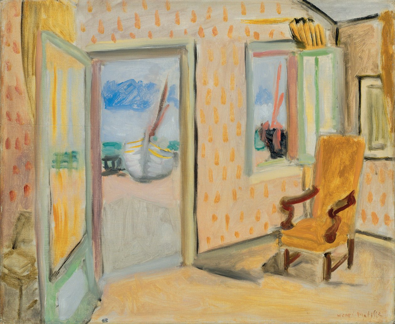 Interior, puerta abierta, c.1920-1921 (óleo sobre lienzo) de Henri Matisse
