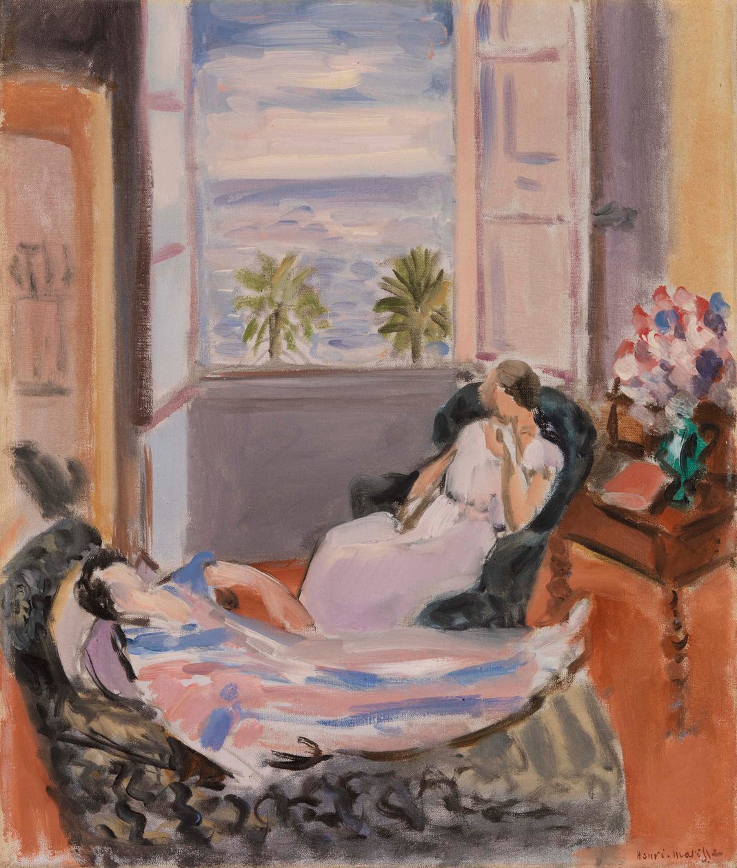 Interior con dos figuras, ventana abierta de Henri Matisse