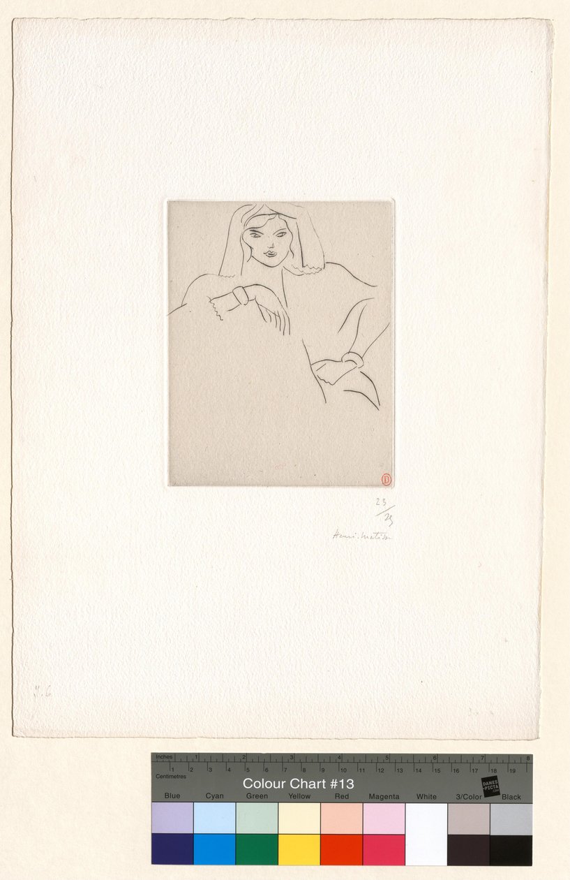 Joven apoyada en el codo, con un velo en la cabeza de Henri Matisse