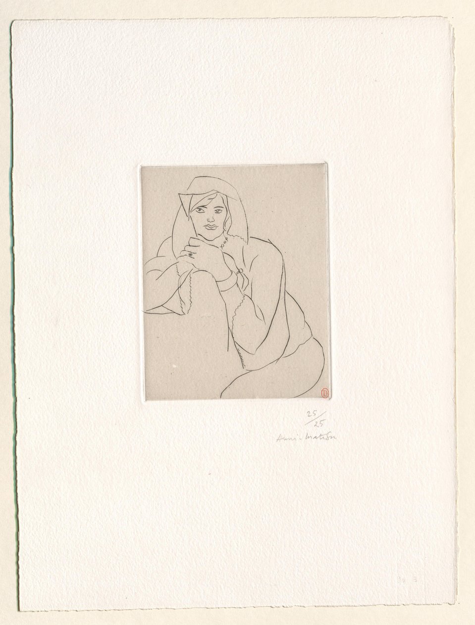 Joven, con las manos juntas sobre el respaldo de un mueble de Henri Matisse