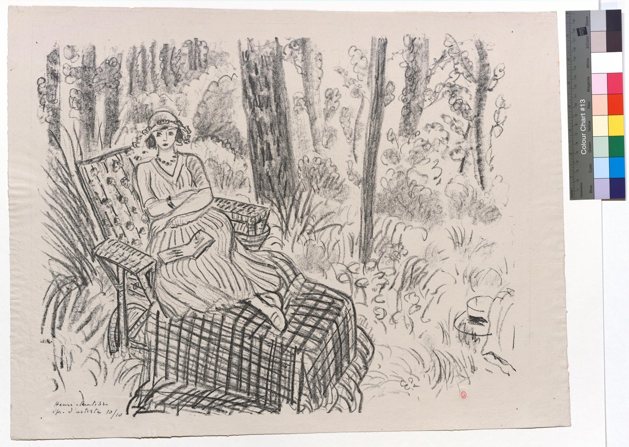 Joven en una chaise longue en el sotobosque de Henri Matisse
