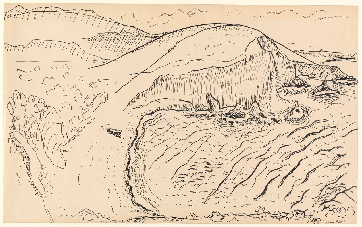 Paisaje (pluma y tinta sobre papel) de Henri Matisse